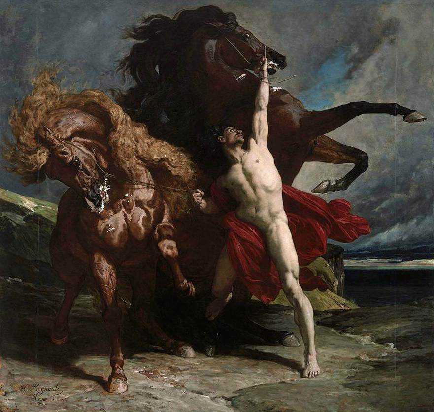 Achilles's Legendary Horses - Xanthos and Balios - painting by Henri Regnault